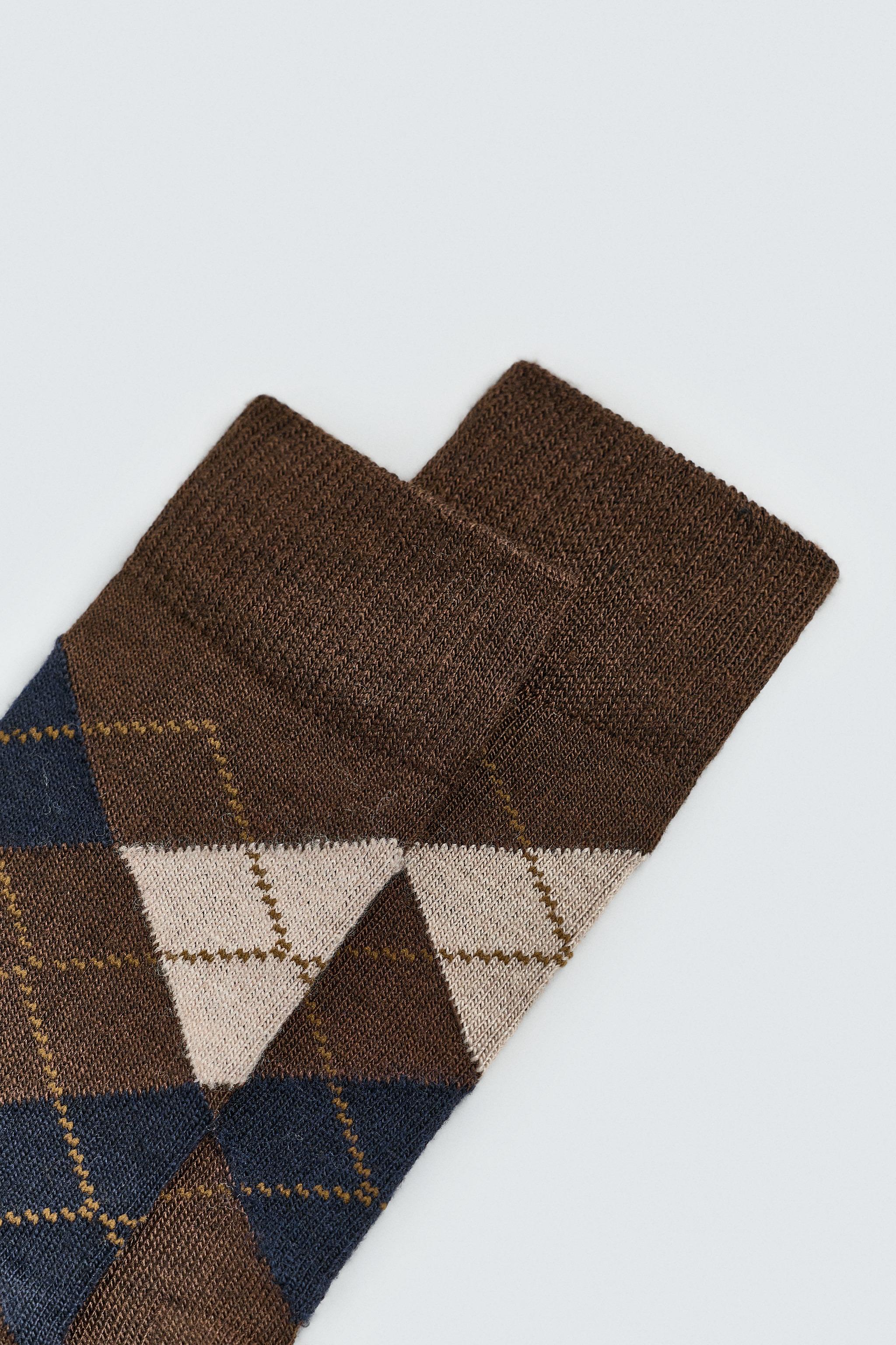 ARGYLE WOOL BLEND SOCKS